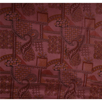 Sanskriti Vintage Indian Art Silk Sarees Pink Printed Sari Craft 5 Yard Fabric