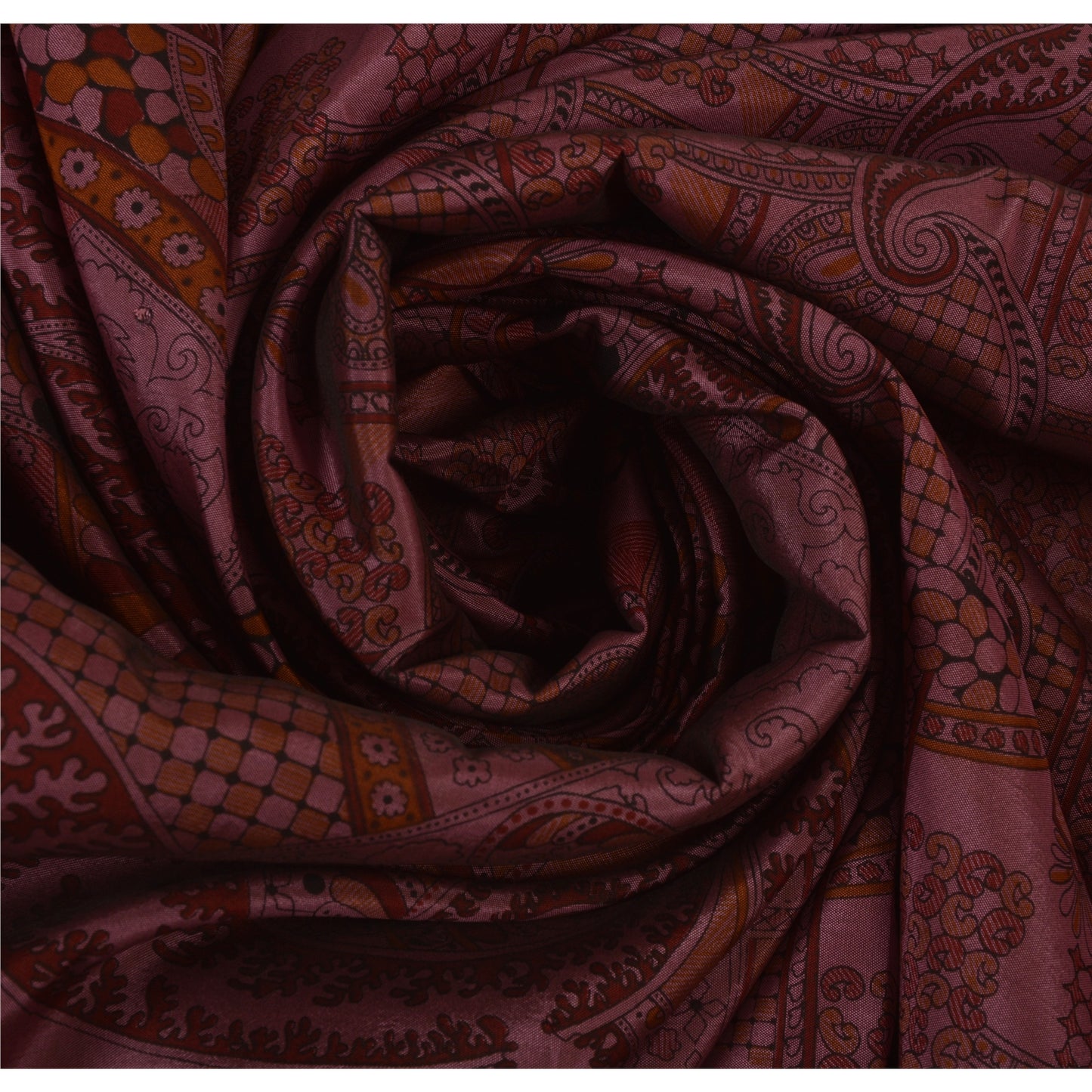 Sanskriti Vintage Indian Art Silk Sarees Pink Printed Sari Craft 5 Yard Fabric