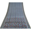 Sanskriti Vintage Art Silk Sarees Grey Painted Indian Sari Craft 5 Yard Fabric