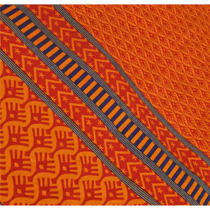 Sanskriti Vintage Yellow Sarees China Silk Printed Floral Fabric Sari 5 YD Craft