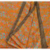 Sanskriti Vintage Printed China Silk Sarees Orange Dress Making Sari Fabric