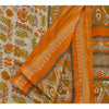 Sanskriti Vintage Printed China Silk Sarees Cream Dress Making Sari Fabric