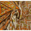 Sanskriti Vintage Printed China Silk Sarees Cream Dress Making Sari Fabric