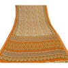 Sanskriti Vintage Printed China Silk Sarees Cream Dress Making Sari Fabric