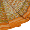 Sanskriti Vintage Printed China Silk Sarees Cream Dress Making Sari Fabric