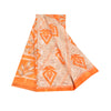 Sanskriti Vintage Printed China Silk Sarees Orange Dress Making Sari 5+yd Fabric