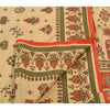 Sanskriti Vintage China Silk Sarees Cream Painted Sari Craft 5 Yard Drape Fabric