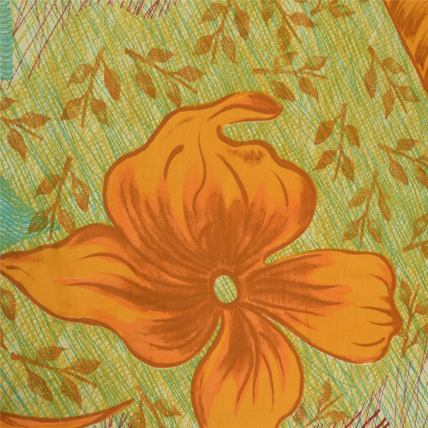 Sanskriti Vintage Art Silk Sarees Cream Printed Sari 5 Yd Floral Craft Fabric
