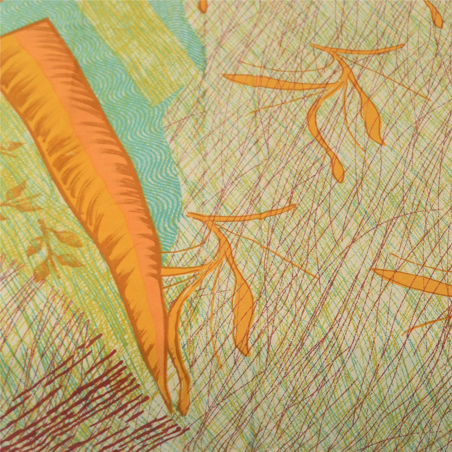 Sanskriti Vintage Art Silk Sarees Cream Printed Sari 5 Yd Floral Craft Fabric