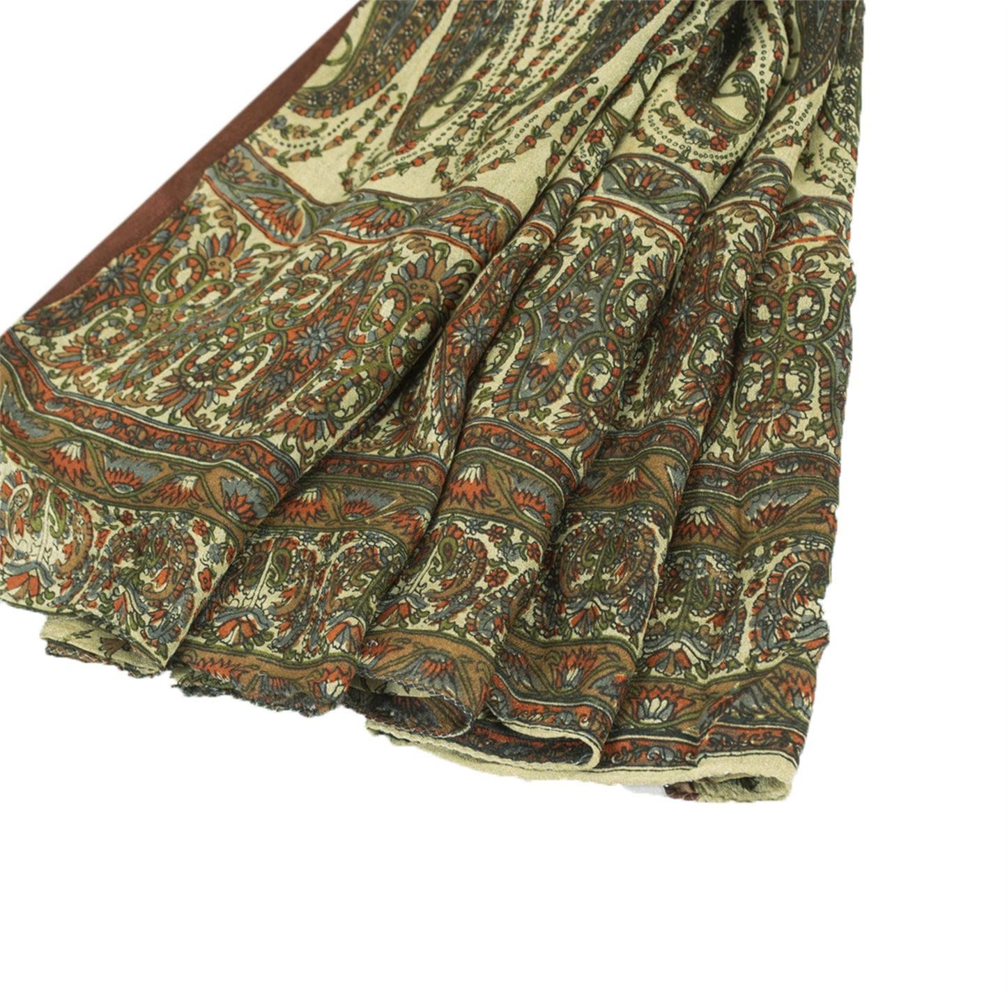 Sanskriti Vintage Saree 100% Pure Silk Cream Printed Sari Soft Craft 6+yd Fabric