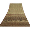 Sanskriti Vintage Saree 100% Pure Silk Cream Printed Sari Soft Craft 6+yd Fabric