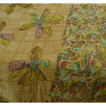 Sanskriti Vintage Indian Sarees Art Silk Green Printed Sari Craft Soft Fabric