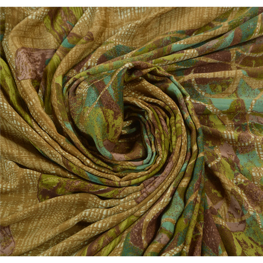 Sanskriti Vintage Indian Sarees Art Silk Green Printed Sari Craft Soft Fabric