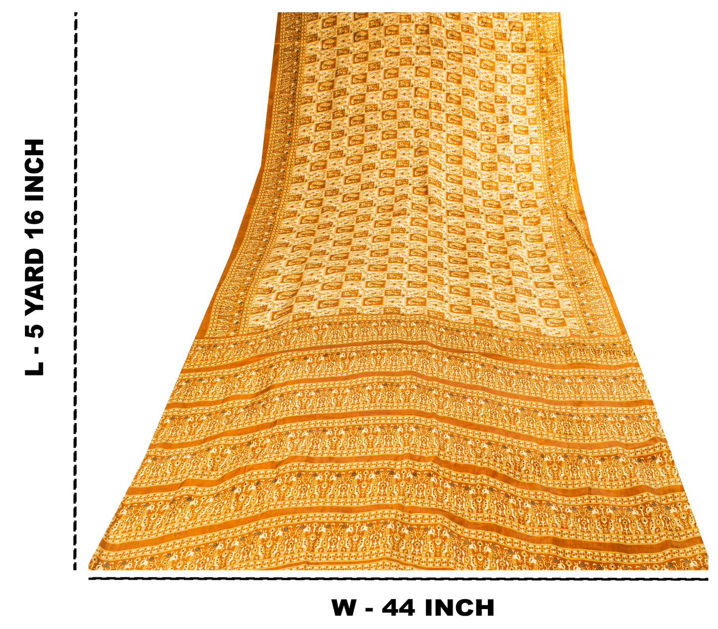 Sanskriti Vintage Art Silk Saree Printed Sari Craft Cream Decor Sustainable Fabric