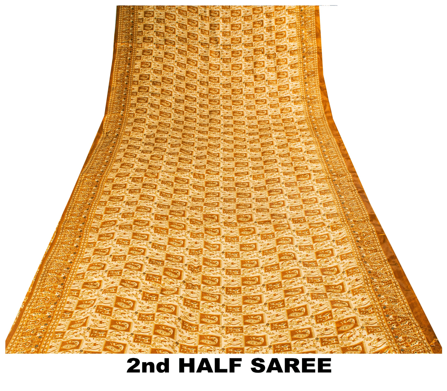 Sanskriti Vintage Art Silk Saree Printed Sari Craft Cream Decor Sustainable Fabric