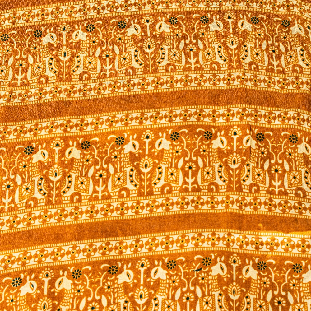 Sanskriti Vintage Art Silk Saree Printed Sari Craft Cream Decor Sustainable Fabric