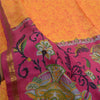 Sanskriti Vintage Yellow/Pink Sarees Printed Pure Silk Zari Border Sari Sustainable Fabric