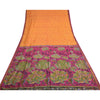 Sanskriti Vintage Yellow/Pink Sarees Printed Pure Silk Zari Border Sari Sustainable Fabric