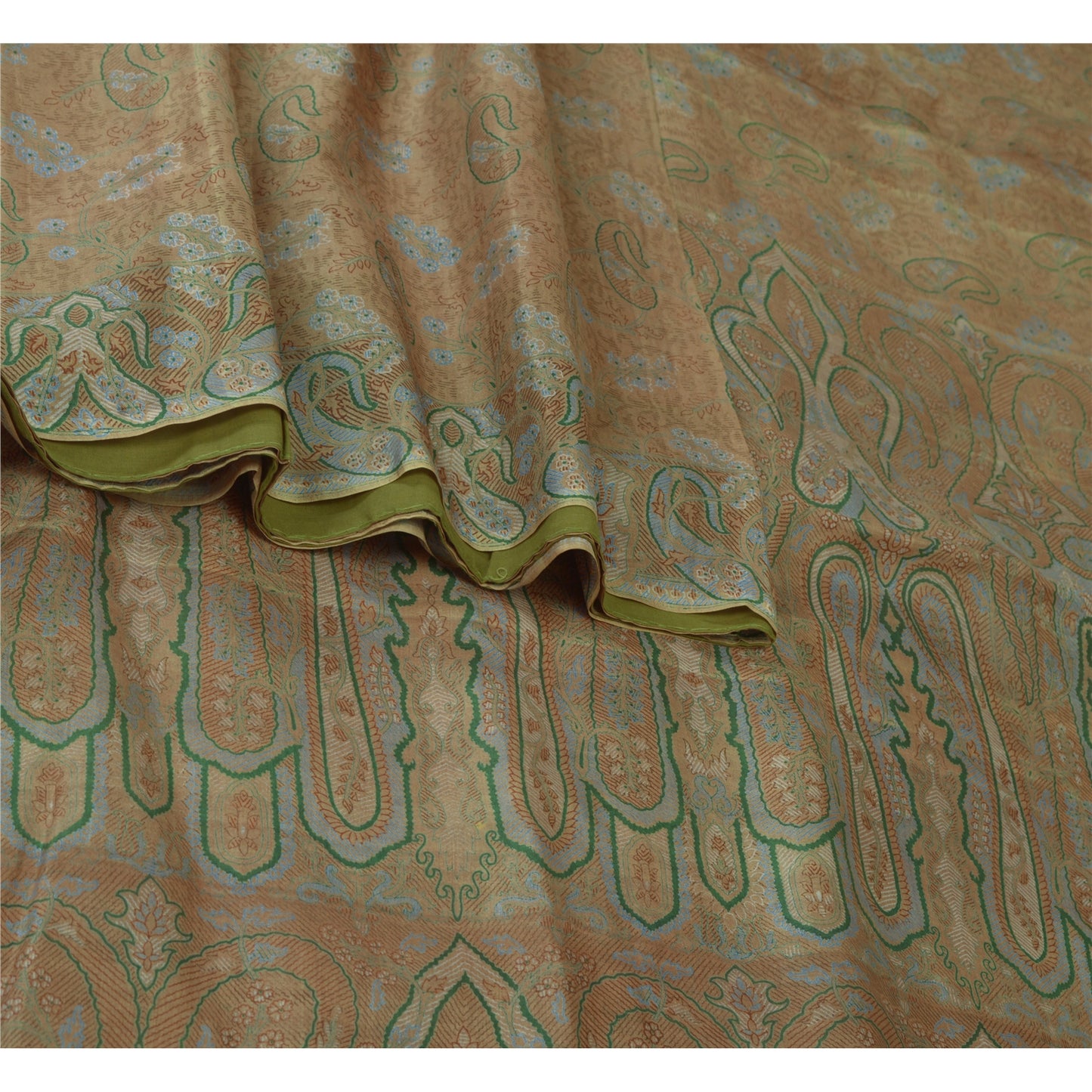 Sanskriti Vintage Sarees Brown Saree 100% Pure Silk Printed Floral Sustainable Fabric Sari