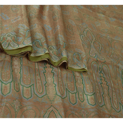 Sanskriti Vintage Sarees Brown Saree 100% Pure Silk Printed Floral Sustainable Fabric Sari