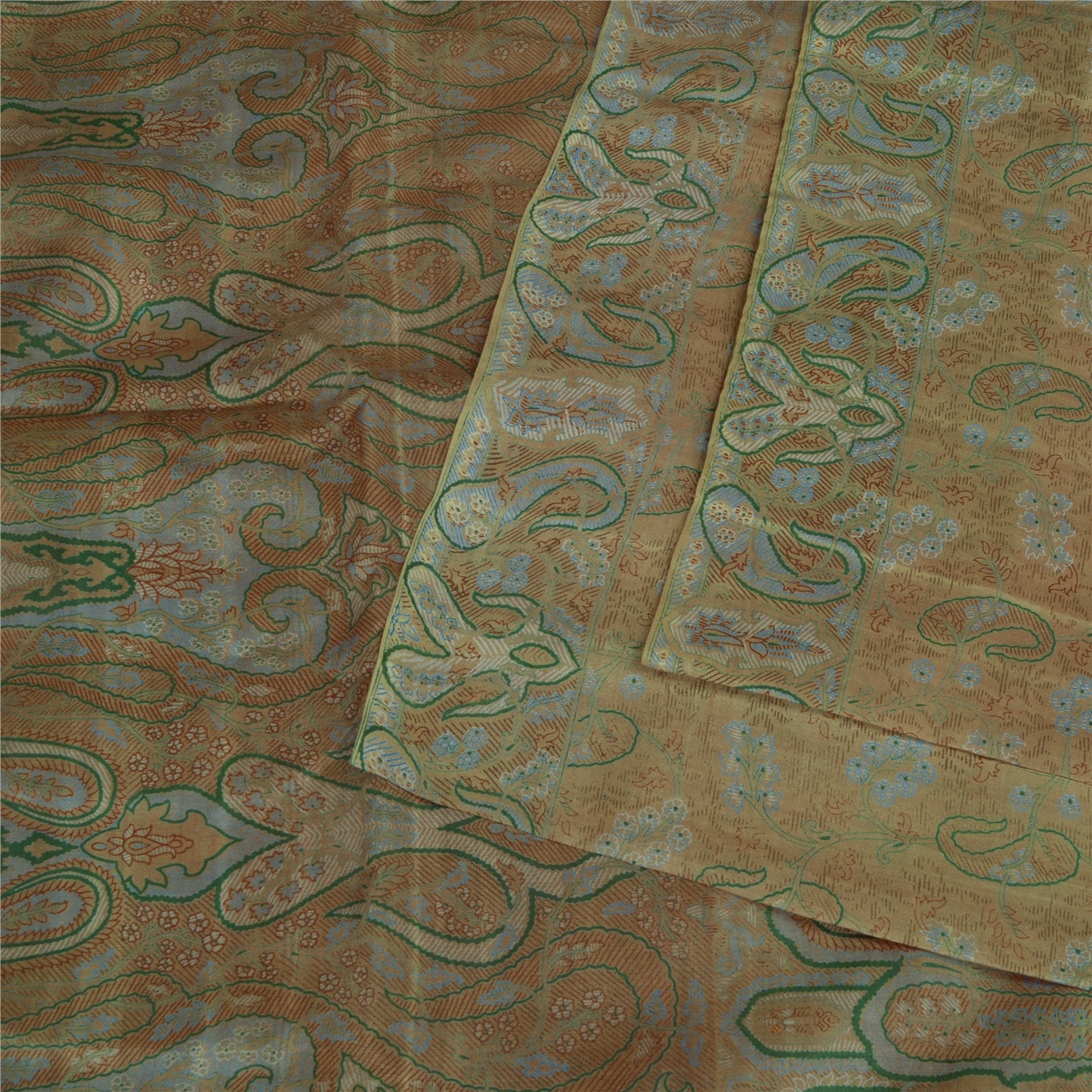 Sanskriti Vintage Sarees Brown Saree 100% Pure Silk Printed Floral Sustainable Fabric Sari