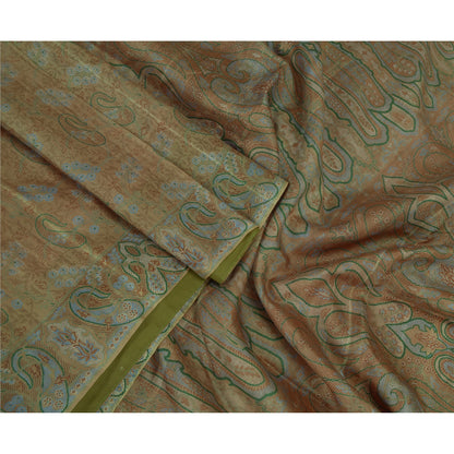 Sanskriti Vintage Sarees Brown Saree 100% Pure Silk Printed Floral Sustainable Fabric Sari