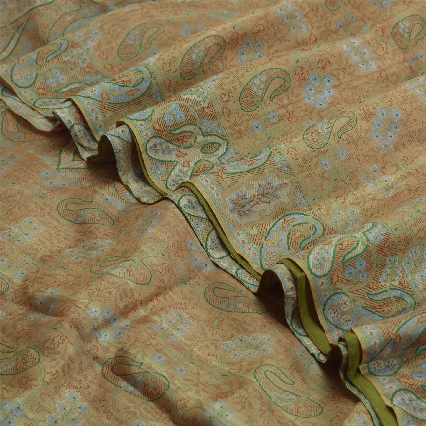 Sanskriti Vintage Sarees Brown Saree 100% Pure Silk Printed Floral Sustainable Fabric Sari