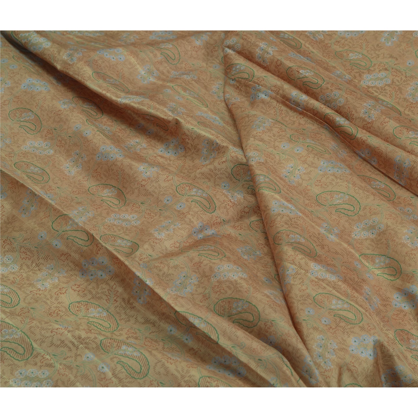 Sanskriti Vintage Sarees Brown Saree 100% Pure Silk Printed Floral Sustainable Fabric Sari