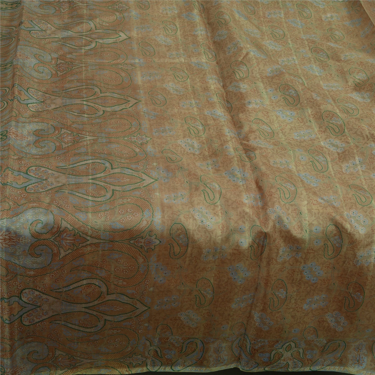 Sanskriti Vintage Sarees Brown Saree 100% Pure Silk Printed Floral Sustainable Fabric Sari