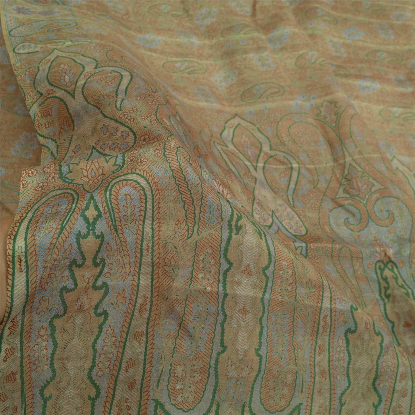 Sanskriti Vintage Sarees Brown Saree 100% Pure Silk Printed Floral Sustainable Fabric Sari