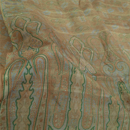 Sanskriti Vintage Sarees Brown Saree 100% Pure Silk Printed Floral Sustainable Fabric Sari