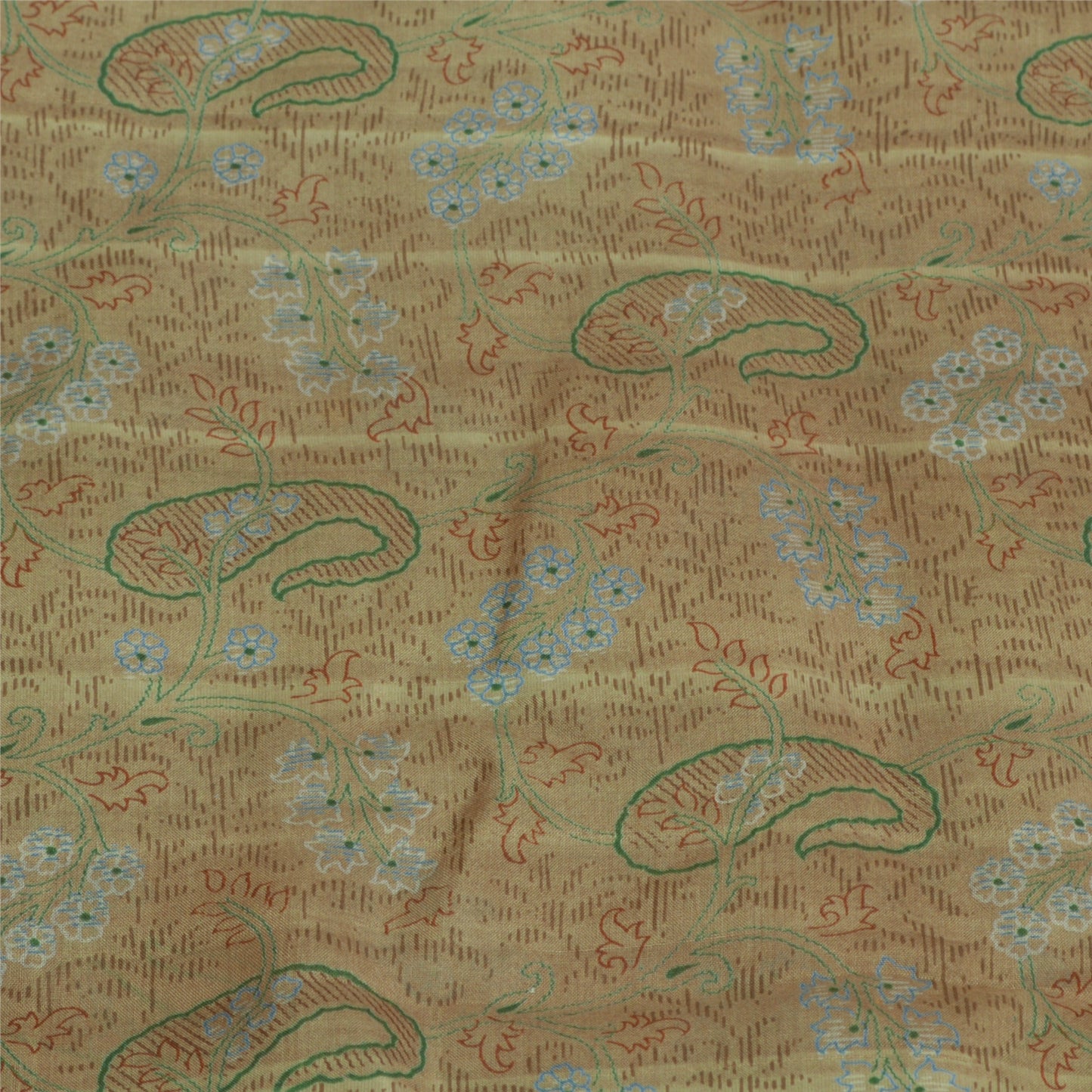 Sanskriti Vintage Sarees Brown Saree 100% Pure Silk Printed Floral Sustainable Fabric Sari