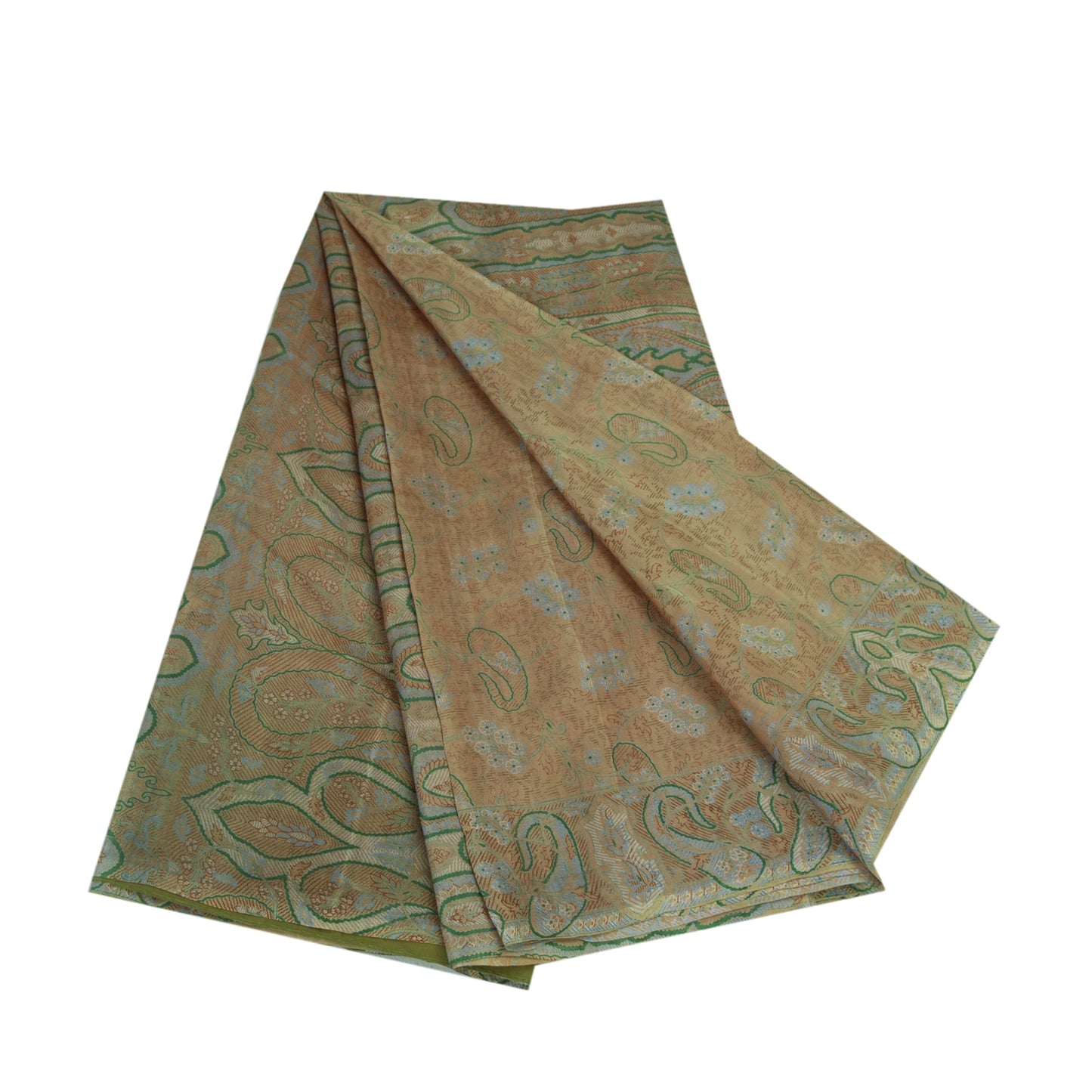 Sanskriti Vintage Sarees Brown Saree 100% Pure Silk Printed Floral Sustainable Fabric Sari