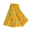 Sanskriti Vintage Yellow Indian Sari Art Silk Printed Craft Sarees 5 Yard Fabric