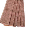 Sanskriti Vintage Peach Sari Art Silk Printed Sarees 5 yard Paisley Craft Fabric