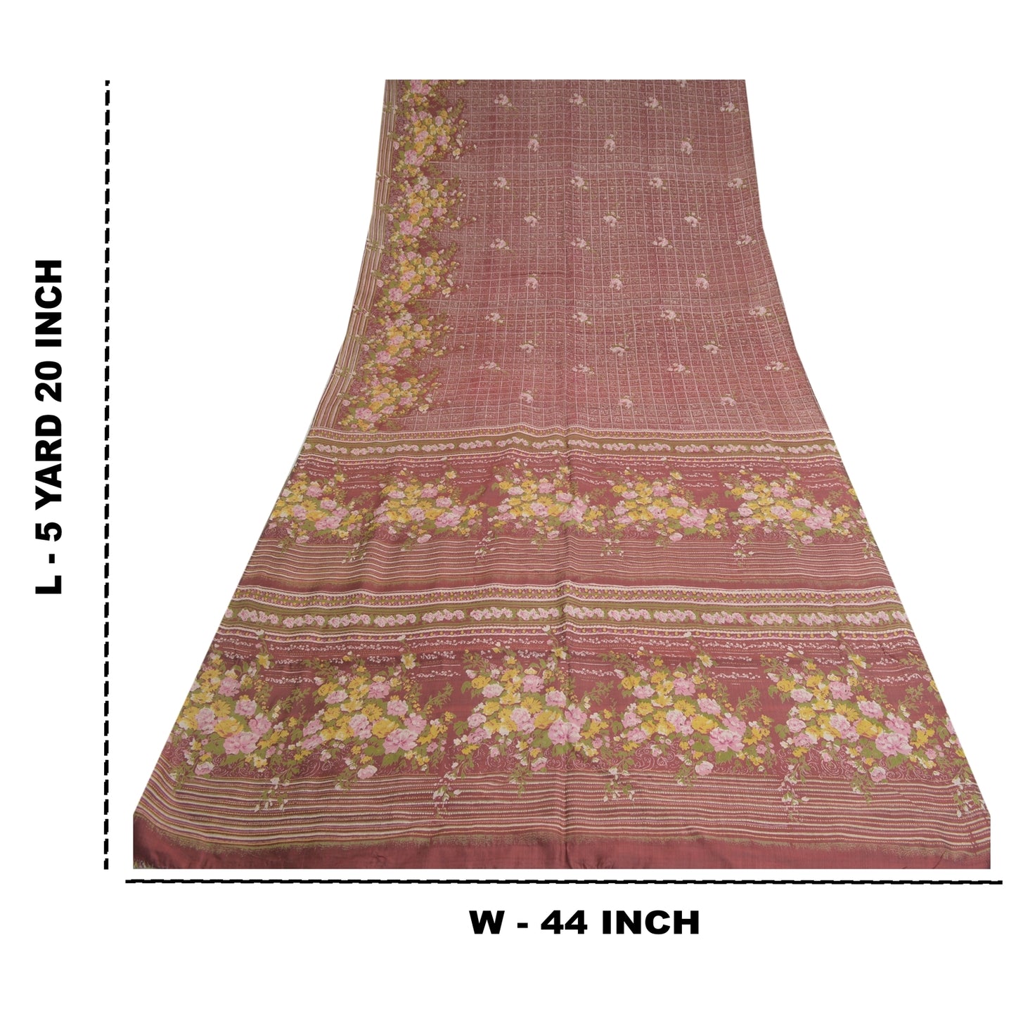 Sanskriti vintage Brick Red Sarees Pure Silk Print 5+Yd Soft & Lightweight Sari