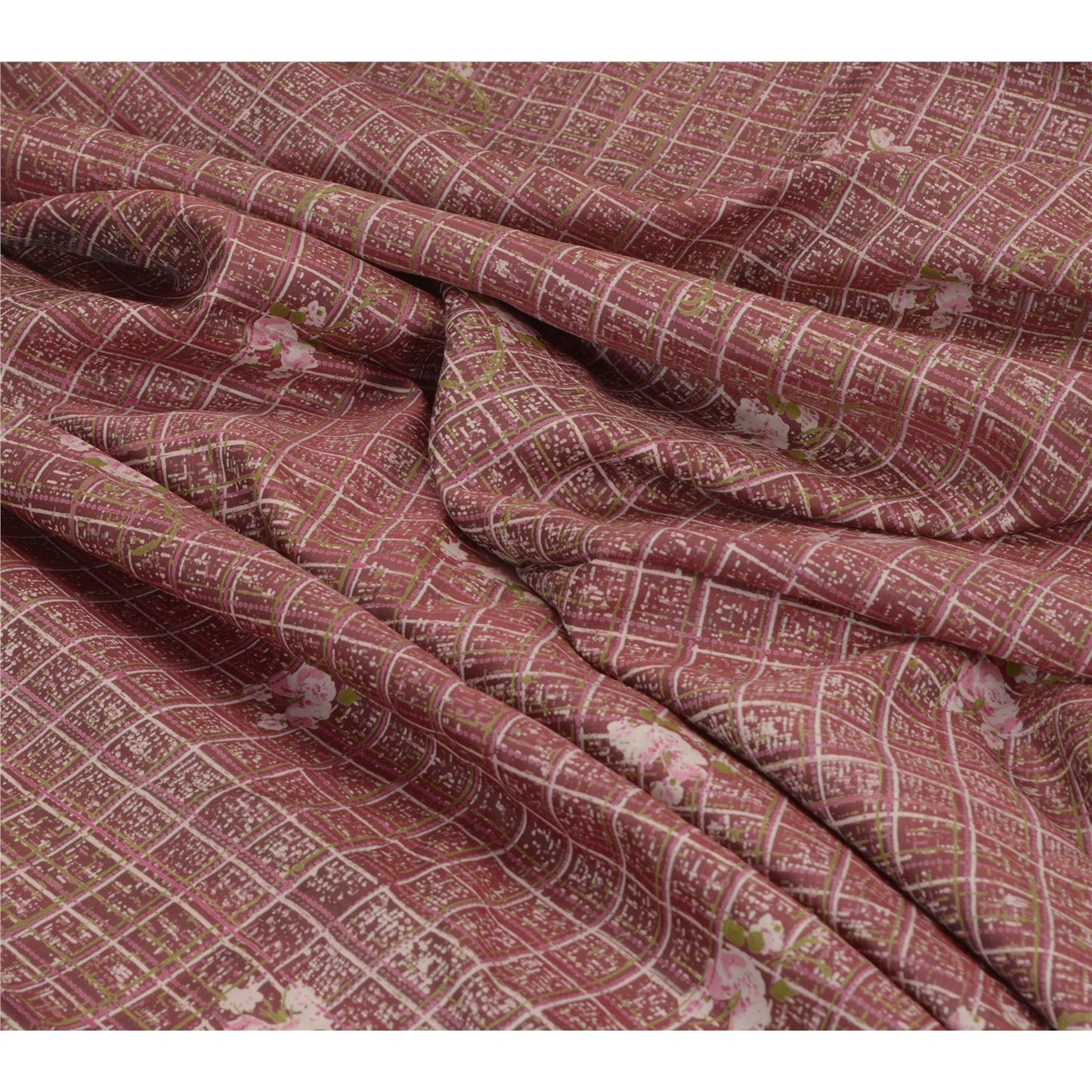 Sanskriti vintage Brick Red Sarees Pure Silk Print 5+Yd Soft & Lightweight Sari