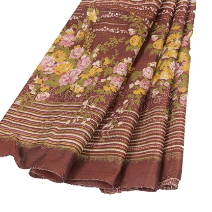 Sanskriti vintage Brick Red Sarees Pure Silk Print 5+Yd Soft & Lightweight Sari