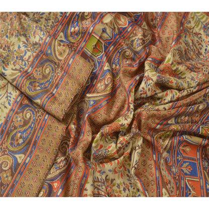 Sanskriti Vintage Sarees Art Silk  Quilting Felting Craft Fabric Printed Sari