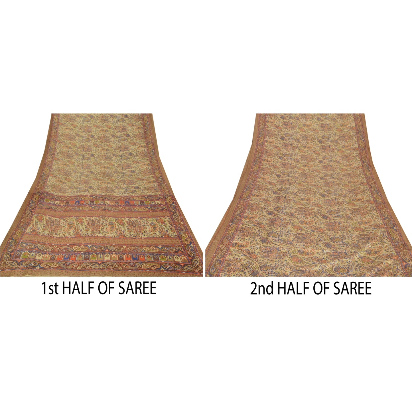 Sanskriti Vintage Sarees Art Silk  Quilting Felting Craft Fabric Printed Sari