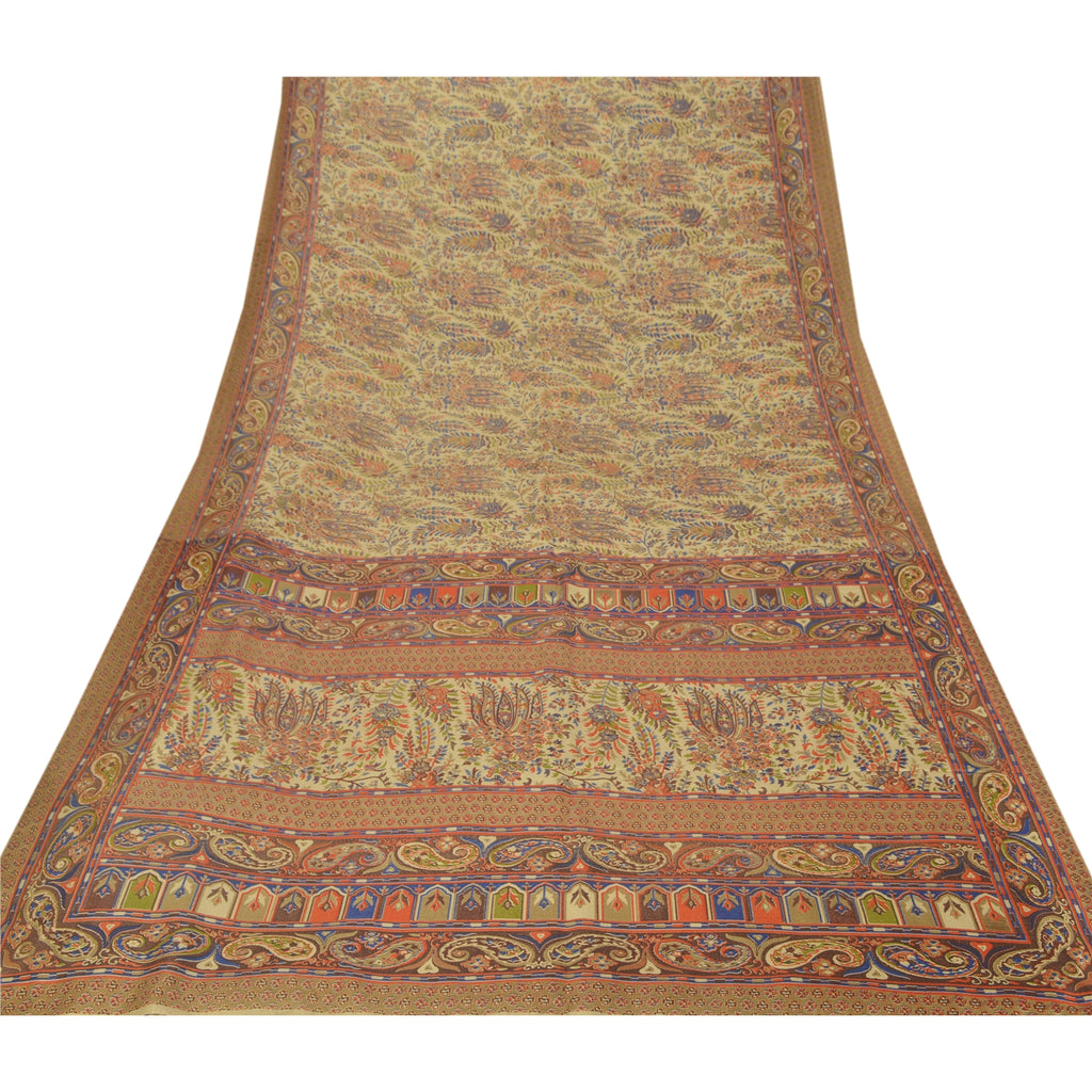 Sanskriti Vintage Sarees Art Silk  Quilting Felting Craft Fabric Printed Sari