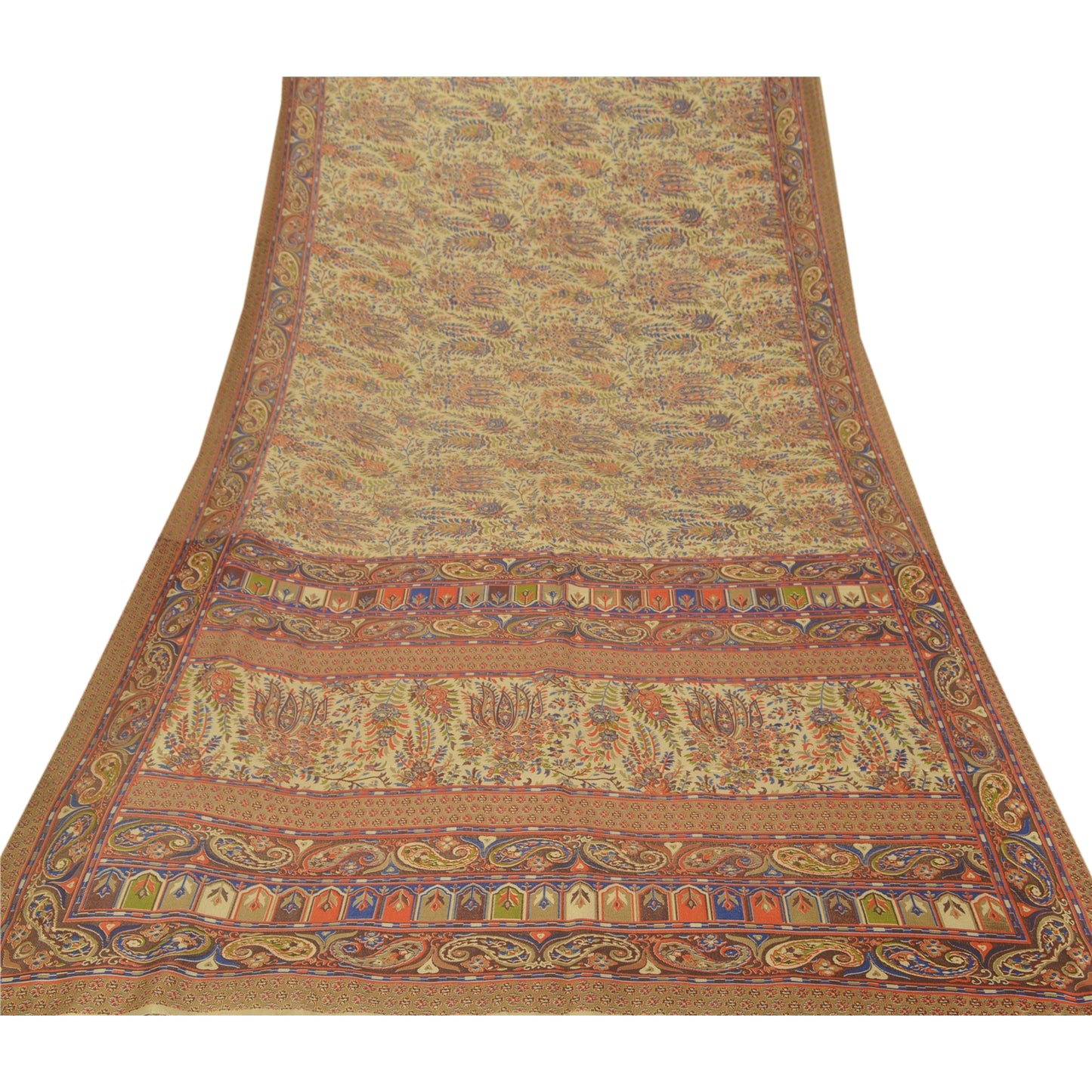 Sanskriti Vintage Sarees Art Silk  Quilting Felting Craft Fabric Printed Sari