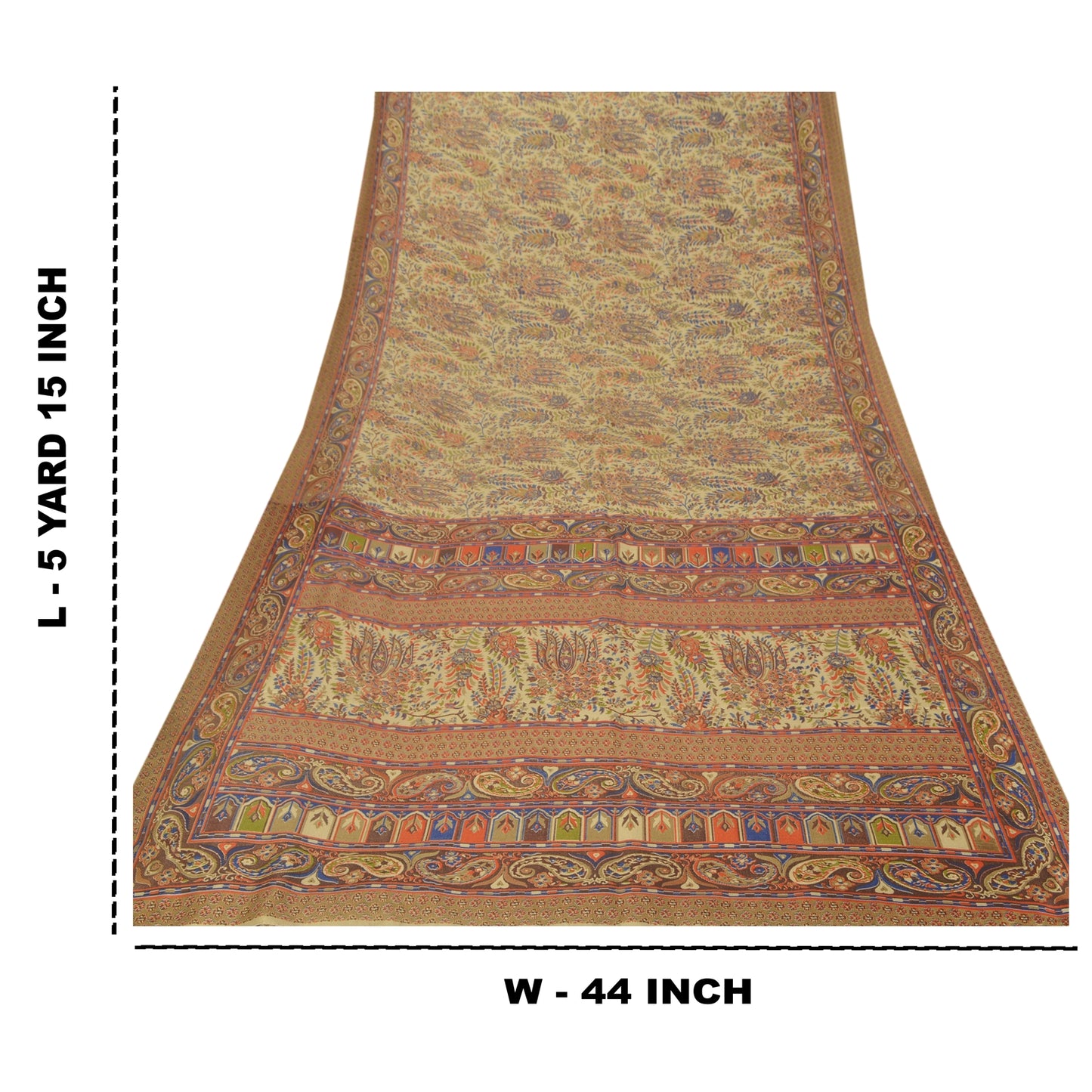 Sanskriti Vintage Sarees Art Silk  Quilting Felting Craft Fabric Printed Sari