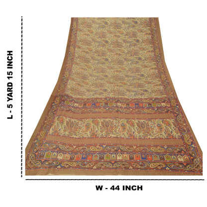 Sanskriti Vintage Sarees Art Silk  Quilting Felting Craft Fabric Printed Sari