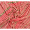 Sanskriti Vintage Pink Sarees Pure Silk Printed Sari Soft 5YD Craft Fabric