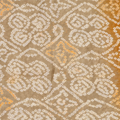 Sanskriti Vintage Gray Sarees 100% Pure Silk Bandhani Printed Sari Craft Sustainable Fabric