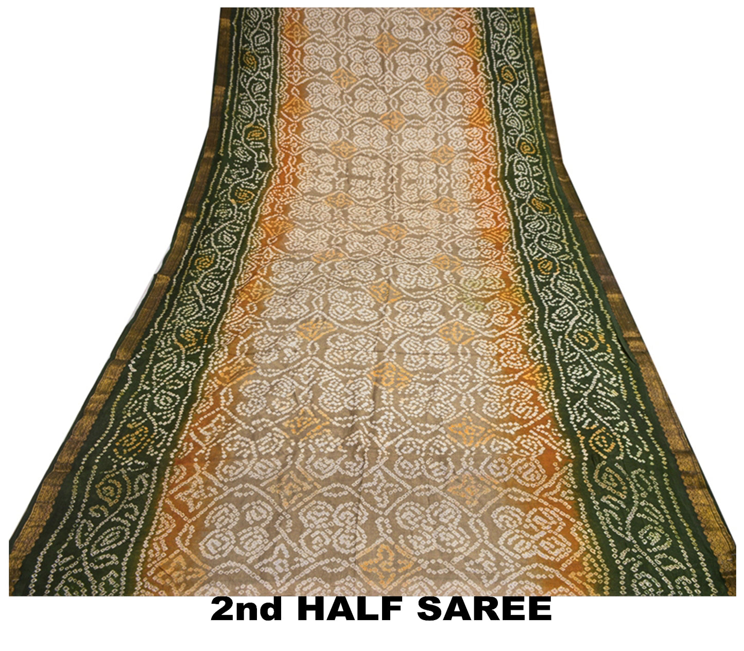 Sanskriti Vintage Gray Sarees 100% Pure Silk Bandhani Printed Sari Craft Sustainable Fabric