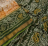Sanskriti Vintage Gray Sarees 100% Pure Silk Bandhani Printed Sari Craft Sustainable Fabric