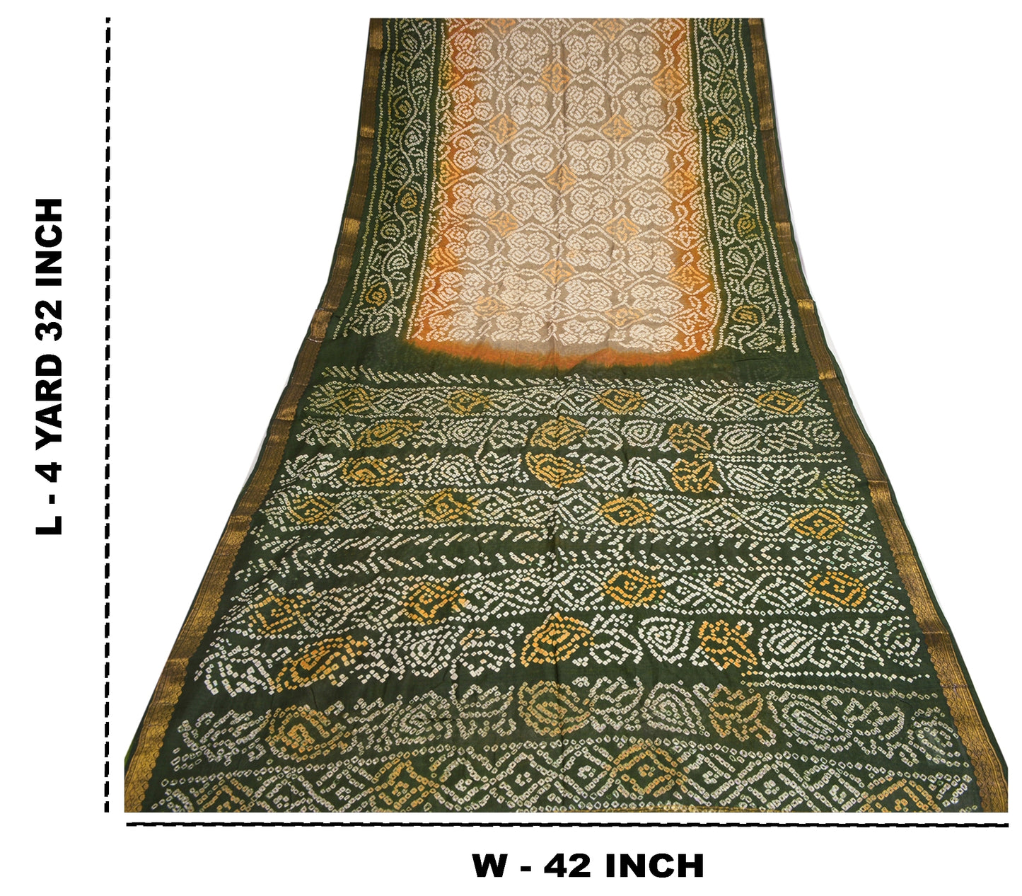 Sanskriti Vintage Gray Sarees 100% Pure Silk Bandhani Printed Sari Craft Sustainable Fabric