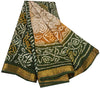 Sanskriti Vintage Gray Sarees 100% Pure Silk Bandhani Printed Sari Craft Sustainable Fabric